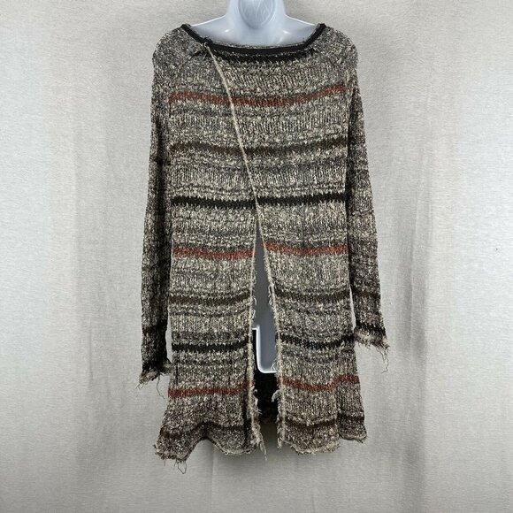 Free People Split Back Striped Tunic Frayed top - Picture 7 of 9